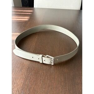 Banana Republic Classic Light Gray 90s Leather Belt Silver Buckle Sz L